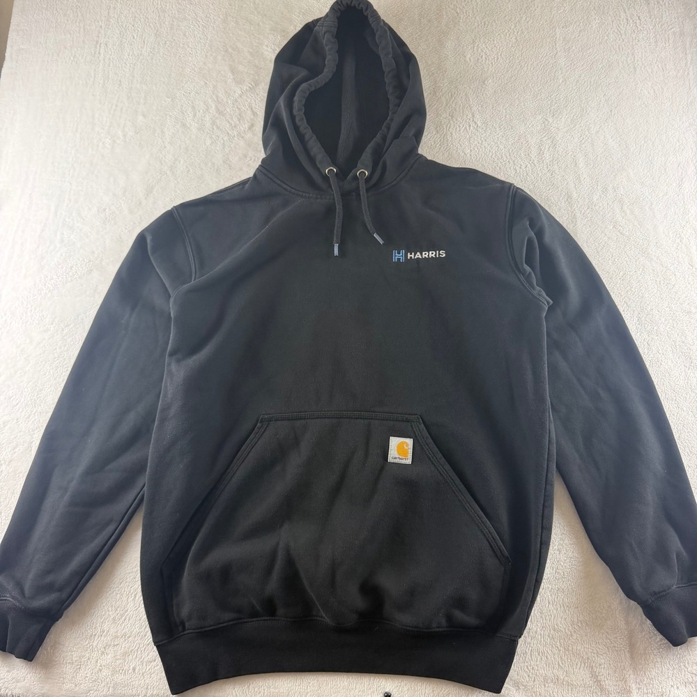 Carhartt Pullover Hoodie Black Mens Small Loose Fit Workwear Sweatshirt